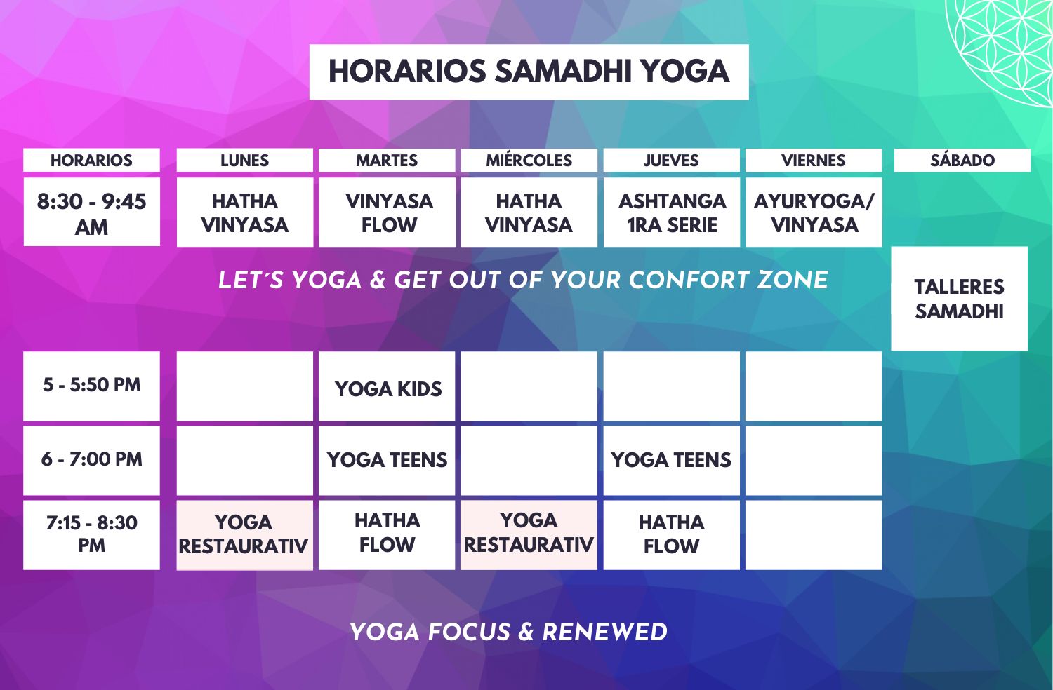 Horarios Samadhi Yoga (2) yoga